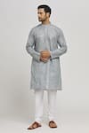 Buy_Aham-Vayam_Grey Cotton Embroidered Checkered Heera Sequins Kurta And Churidar Set _at_Aza_Fashions