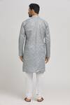 Shop_Aham-Vayam_Grey Cotton Embroidered Checkered Heera Sequins Kurta And Churidar Set _at_Aza_Fashions