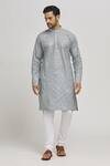 Buy_Aham-Vayam_Grey Cotton Embroidered Checkered Heera Sequins Kurta And Churidar Set _Online_at_Aza_Fashions