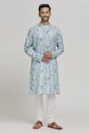 Buy_Aham-Vayam_Multi Color Cotton Printed Phoolwan Embroidered Kurta And Churidar Set _at_Aza_Fashions
