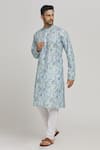 Buy_Aham-Vayam_Multi Color Cotton Printed Phoolwan Embroidered Kurta And Churidar Set _Online_at_Aza_Fashions