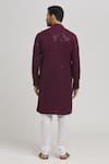 Shop_Aham-Vayam_Maroon Cotton Embroidered Geometric Mihir Kurta And Churidar Set _at_Aza_Fashions