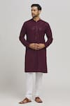 Buy_Aham-Vayam_Maroon Cotton Embroidered Geometric Mihir Kurta And Churidar Set _Online_at_Aza_Fashions