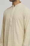 Shop_Aham-Vayam_Beige Cotton Embroidery Karisa Kurta And Churidar Set _Online_at_Aza_Fashions