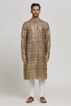 Aham-Vayam_Brown Cotton Sequins, Embroidery Sona Chaandi Kurta And Churidar Set _Online_at_Aza_Fashions