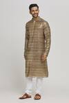 Buy_Aham-Vayam_Brown Cotton Sequins, Embroidery Sona Chaandi Kurta And Churidar Set _Online_at_Aza_Fashions