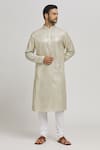 Buy_Aham-Vayam_Ivory Cotton Mirrors, Embroidery Swarna Kurta And Churidar Set _Online_at_Aza_Fashions