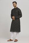 Shop_Aham-Vayam_Black Cotton Sequins, Embroidery Mehfil Kurta And Churidar Set _Online_at_Aza_Fashions