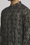 Aham-Vayam_Black Cotton Sequins, Embroidery Mehfil Kurta And Churidar Set _at_Aza_Fashions