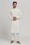 Buy_Aham-Vayam_White Cotton Sequins, Embroidery Sonabarfi Kurta And Churidar Set _at_Aza_Fashions