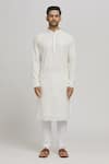 Aham-Vayam_White Cotton Sequins, Embroidery Sonabarfi Kurta And Churidar Set _Online_at_Aza_Fashions