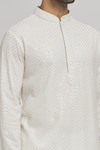 Shop_Aham-Vayam_White Cotton Sequins, Embroidery Sonabarfi Kurta And Churidar Set _Online_at_Aza_Fashions