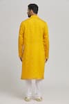 Shop_Aham-Vayam_Yellow Cotton Silk Blend Embroidered Sequins Riwaaz Kurta Set _at_Aza_Fashions