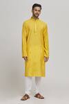 Buy_Aham-Vayam_Yellow Cotton, Silk Sequins, Mahrash Work Embellished Kurta With Churidar _at_Aza_Fashions