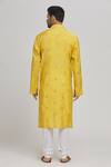 Shop_Aham-Vayam_Yellow Cotton, Silk Sequins, Mahrash Work Embellished Kurta With Churidar _at_Aza_Fashions
