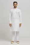 Aham-Vayam_Off White Cotton Embroidered Thread Stripe Pattern Jacket Kurta Set _Online_at_Aza_Fashions