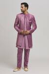 Buy_Aham-Vayam_Purple Cotton Velvet Embroidered Sequin Amiri Sherawni With Pant _at_Aza_Fashions