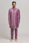 Aham-Vayam_Purple Cotton Velvet Embroidered Sequin Amiri Sherawni With Pant _Online_at_Aza_Fashions