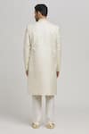 Shop_Aham-Vayam_White Cotton Embroidered Sequin Embellished Sherwani Set _at_Aza_Fashions