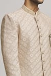 Shop_Aham-Vayam_Beige Cotton Embroidered Sequin Dhoom Geometric Sherwani Set _Online_at_Aza_Fashions