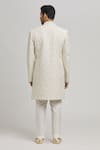 Shop_Aham-Vayam_Off White Cotton Embroidery Floral Misho Sherwani And Pyjama Set _at_Aza_Fashions