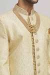 Aham-Vayam_Ivory Cotton Embroidery Floral Divyaswarna Sherwani Pyjama Set _at_Aza_Fashions