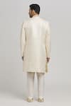 Shop_Aham-Vayam_White Cotton Embroidery Scallop Mayurwav Sherwani With Pant _at_Aza_Fashions