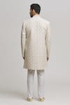 Shop_Aham-Vayam_White Cotton Embroidery Floral Kalki Sherwani With Pant _at_Aza_Fashions