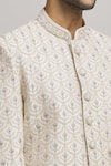 Shop_Aham-Vayam_White Cotton Embroidery Floral Kalki Sherwani With Pant _Online_at_Aza_Fashions