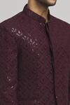 Aham-Vayam_Maroon Cotton Embroidery Sequins Jahaan Bandhgala _at_Aza_Fashions