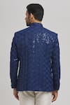 Shop_Aham-Vayam_Blue Cotton Embroidery Sequins Shahi Bandhgala _at_Aza_Fashions