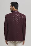 Shop_Aham-Vayam_Maroon Cotton Embroidery Sequins Jahaan Work Bandhgala _at_Aza_Fashions