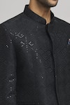 Aham-Vayam_Black Cotton Embroidery Sequins Jahaan Full Sleeve Work Bandhgala _at_Aza_Fashions