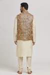 Shop_Aham-Vayam_Yellow Cotton Embroidery Thread Tyohaar Bundi Jacket _at_Aza_Fashions