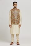 Aham-Vayam_Yellow Cotton Embroidery Thread Tyohaar Bundi Jacket _Online_at_Aza_Fashions