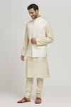 Shop_Aham-Vayam_White Cotton Embroidery Thread Ardhchandra Bundi Jacket _Online_at_Aza_Fashions