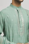 Shop_Aham-Vayam_Green Cotton Silk Blend Embroidery Floral Sonadhar Kurta Pant Set_Online_at_Aza_Fashions
