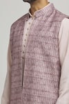 Shop_Aham-Vayam_Purple Cotton Sequins, Embroidery Samaaroh Threadwork Jacket Kurta Set _Online_at_Aza_Fashions