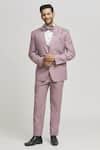 Buy_Aham-Vayam_Pink 110 Suiting Fabric Embroidered Asa Embellished Tuxedo Pant Set _at_Aza_Fashions