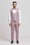 Aham-Vayam_Pink 110 Suiting Fabric Embroidered Asa Embellished Tuxedo Pant Set _Online_at_Aza_Fashions