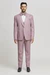 Shop_Aham-Vayam_Pink 110 Suiting Fabric Embroidered Asa Embellished Tuxedo Pant Set _Online_at_Aza_Fashions