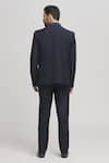 Shop_Aham-Vayam_Blue 110 Suiting Fabric Embroidered Bling Embellished Tuxedo Pant Set _at_Aza_Fashions