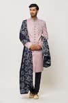 Buy_Aryavir Malhotra_Pink Sherwani And Stole Art Silk Embroidered Sequin Floral Churidar Set _at_Aza_Fashions