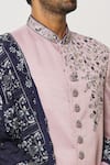 Shop_Aryavir Malhotra_Pink Sherwani And Stole Art Silk Embroidered Sequin Floral Churidar Set _Online_at_Aza_Fashions