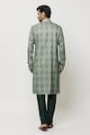 Shop_Samyukta Singhania_Green Silk Vintage Glory Bloom Print Kurta _at_Aza_Fashions