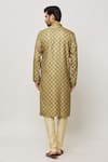 Shop_Samyukta Singhania_Green Silk, Polyester Persian Damask Art Print Kurta _at_Aza_Fashions