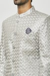 Buy_Aryavir Malhotra_Grey Art Silk Embroidered Sequins Thread Full Sleeve Jodhpuri _Online_at_Aza_Fashions