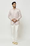 Buy_Aryavir Malhotra_Pink Art Silk Embroidered Sequins Work Jodhpuri With Short Kurta _at_Aza_Fashions