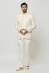 Buy_Aryavir Malhotra_Cream Art Silk Embroidered Sequins Jodhpuri With Short Kurta _at_Aza_Fashions