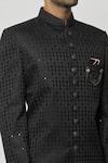 Shop_Aryavir Malhotra_Black Sherwani Art Silk Embroidered Sequins Mandarin Collar And Pant Set _Online_at_Aza_Fashions